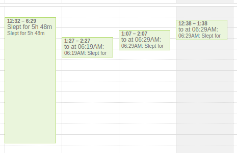 Sleep Events in Google Calendar